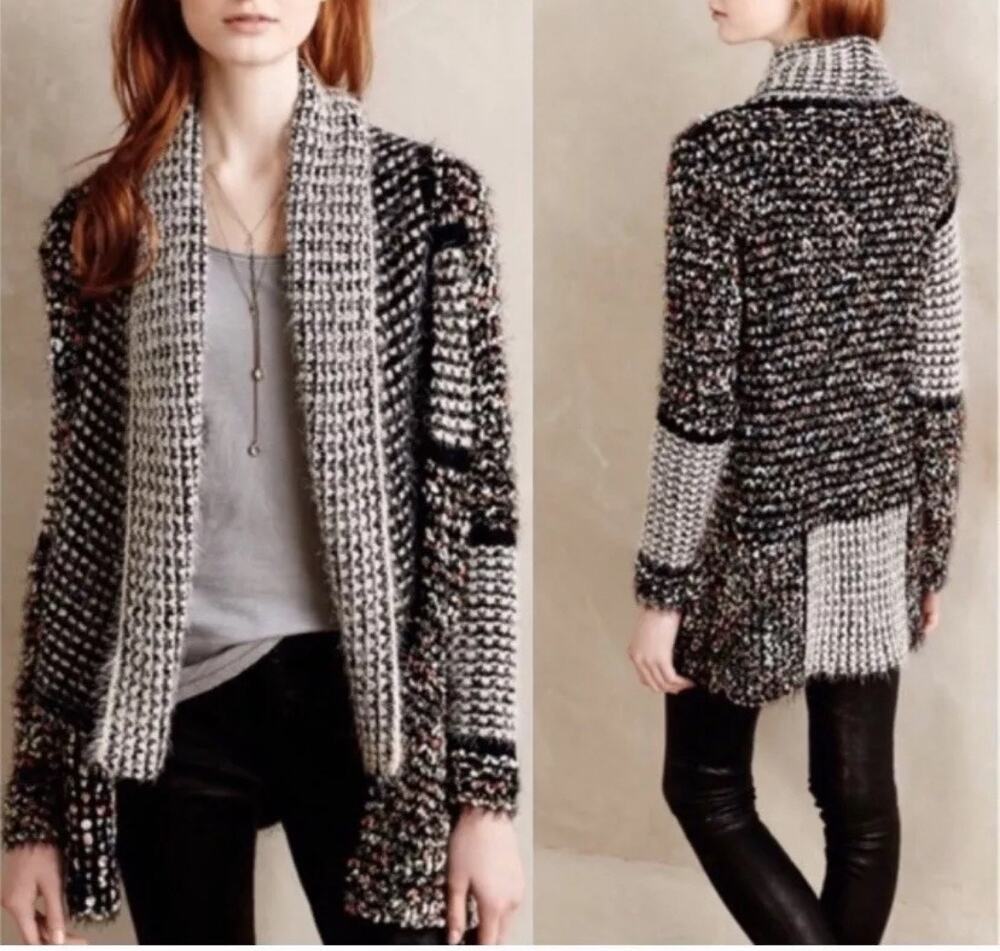 La Fee Verte Anthropologie Oona Confetti Chunky Popcorn Cardigan Sweater Sz L